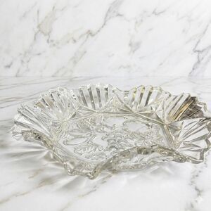 Vintage Federal Glass Pioneer Clear Pressed Glass Serving Dish